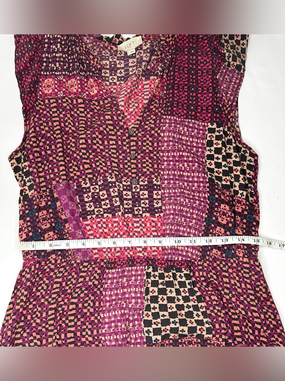 Loft Outlet Patchwork Maxi Dress Pink Women’s Size Large - Picture 6 of 6